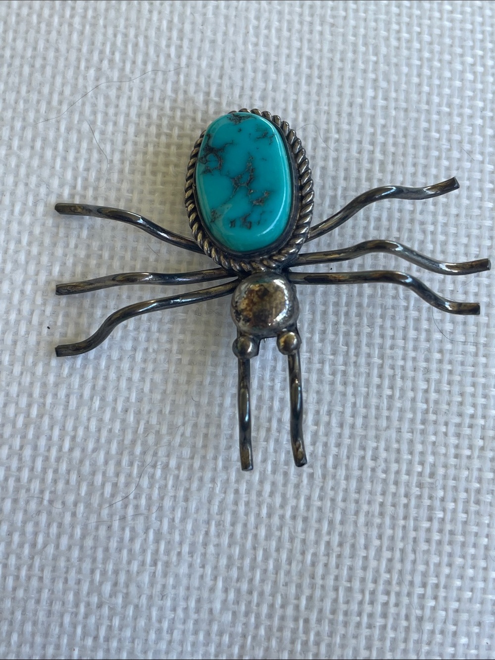 Vintage Turquoise Spider Pin Brooch